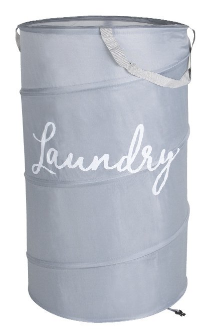 Polyester cylindrical pop-up laundry hamper